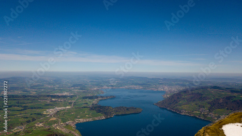 aerial view of beautiful lake lucerne switzerland europe on calm sunny day