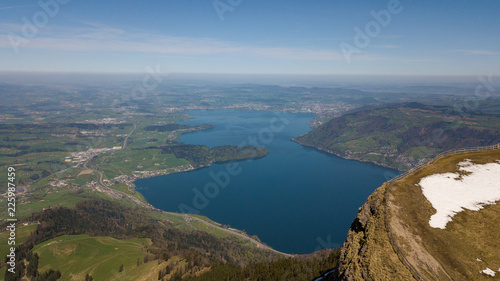 aerial view of beautiful lake lucerne switzerland europe on calm sunny day