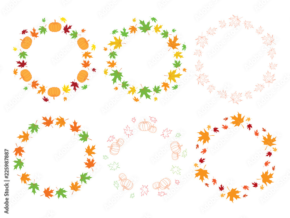 frames with maple leaves and pumpkins - autumn vector set