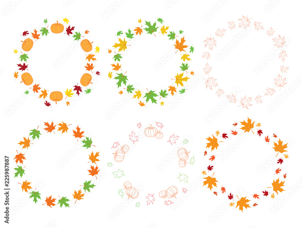 frames with maple leaves and pumpkins - autumn vector set frames with maple leaves and pumpkins - autumn vector set