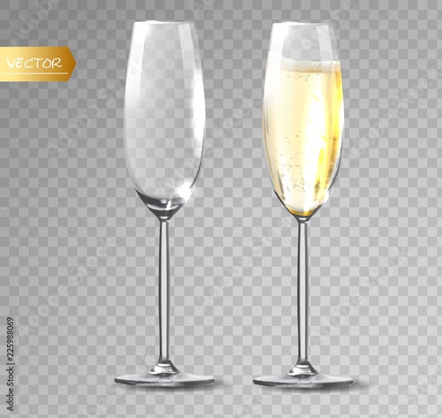 Transparent vector. Champagne glass for transparent background.