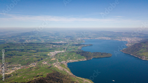 aerial view of beautiful lake lucerne switzerland europe on calm sunny day © littleblend