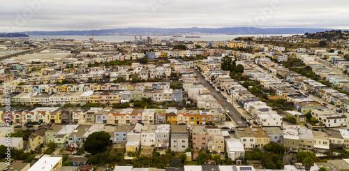 Canvas Print Arerial View Row Houses Streets and Neighborhoods of South San Francisco Califor