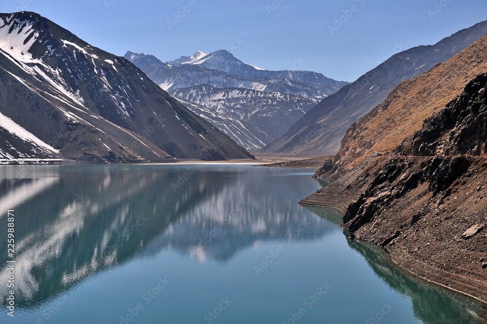 Chile. Alpine lake in the Andes.
