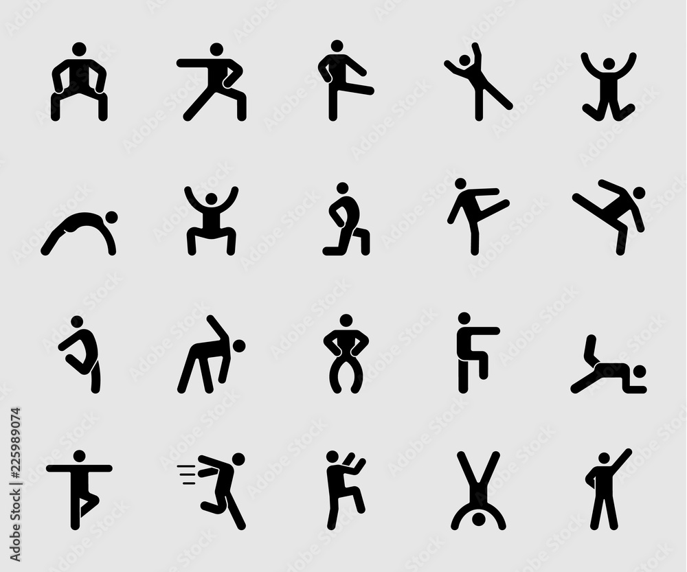 Silhouette icons set for Human exercise 2 Silhouette icons set for Human exercise 2