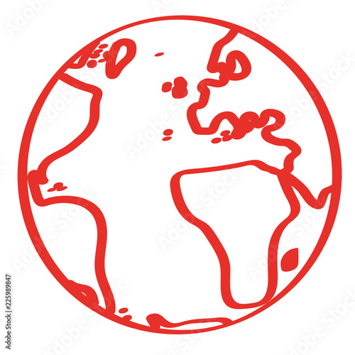 Handgezeichnete Weltkugel in rot