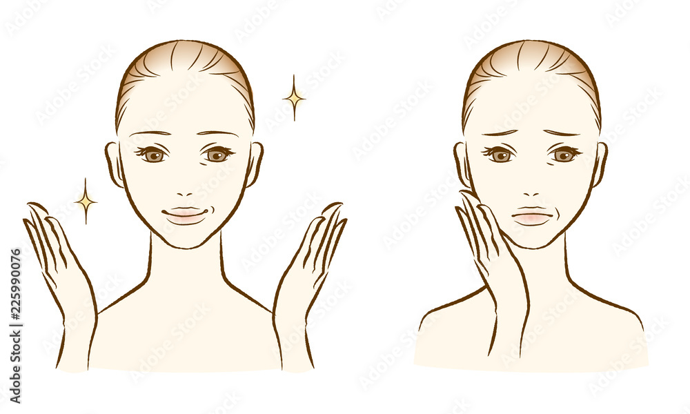 フェイスラインの50代女性の顔 正面 笑顔と困り顔 Stock Vector Adobe Stock フェイスラインの50代女性の顔 正面 笑顔と困り顔 Stock Vector Adobe Stock