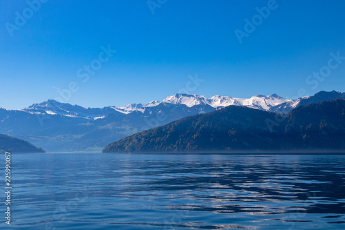 view of the beatiful lake lucerne switzerland europe calm peaceful summer sunny day