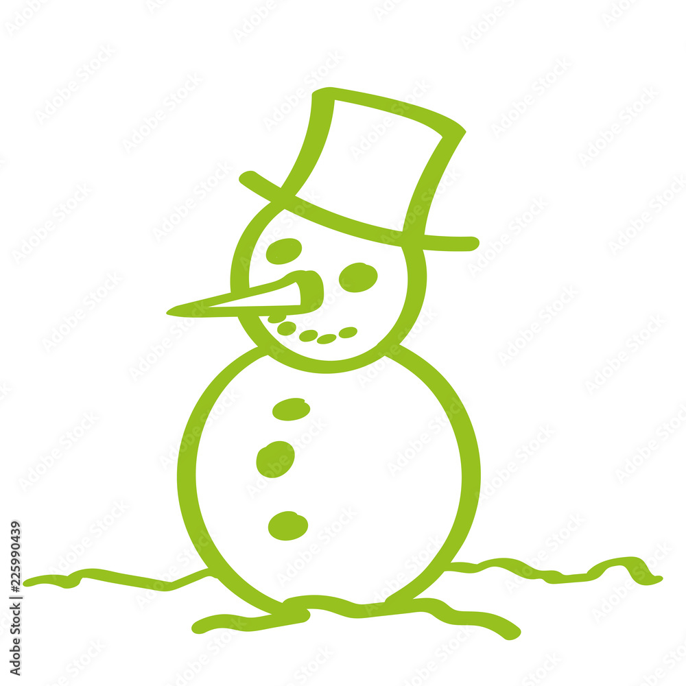 Handgezeichneter Schneemann in hellgrün Handgezeichneter Schneemann in hellgrün