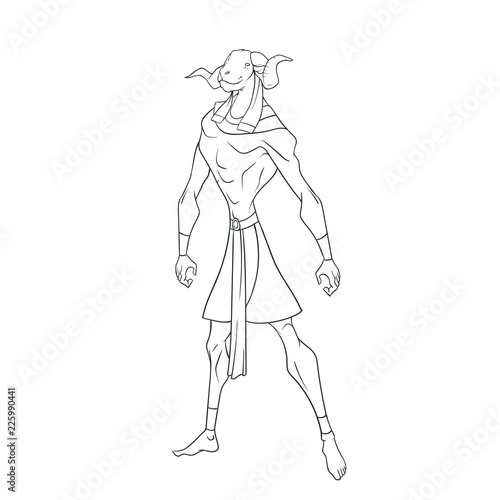 Contour drawing of the Egyptian god Khnum