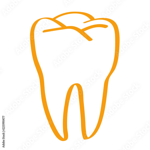 Handgezeichneter Zahn in orange