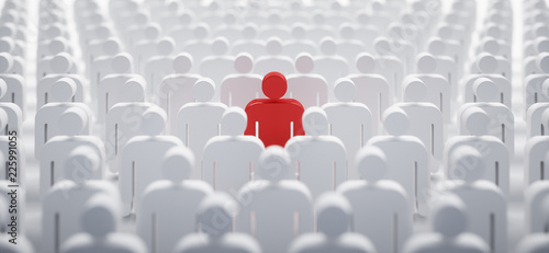 Cuadro en lienzo Rotes Individuum in der Menge - Konzept Leadership und Excellence