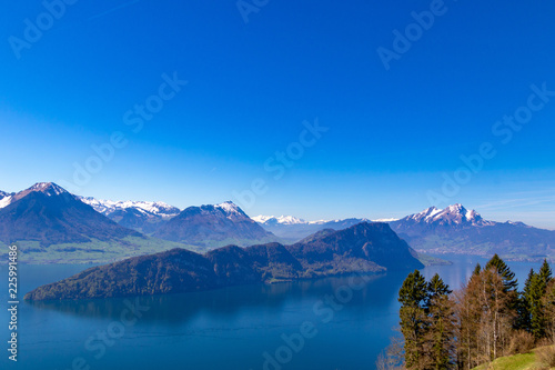 Fototapeta Naklejka Na Ścianę i Meble -  aerial view of beautiful alps mountain switzerland europe on calm sunny day