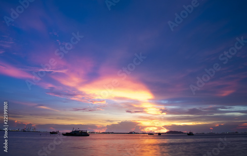 Colorful of sunset on sea scape background © kittiyaporn1027