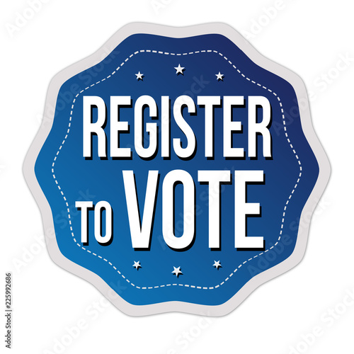 Register to vote label or sticker