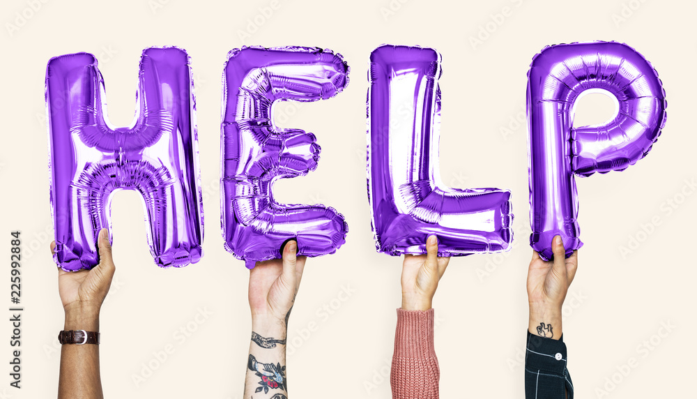 © Rawpixel.com - Purple alphabet balloons forming the word help