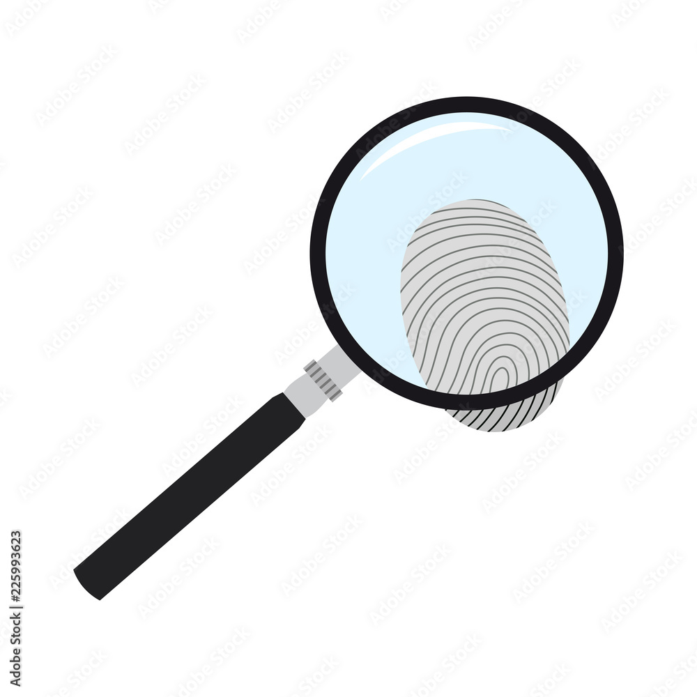 magnifying glass and fingerprint. The search for evidence. Vector illustration. magnifying glass and fingerprint. The search for evidence. Vector illustration.