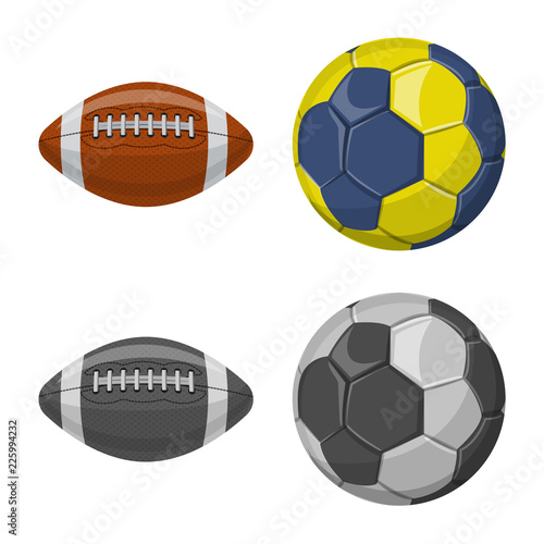 Vector design of sport and ball icon. Set of sport and athletic stock vector illustration.