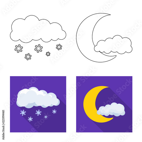 Vector design of weather and climate sign. Collection of weather and cloud vector icon for stock.