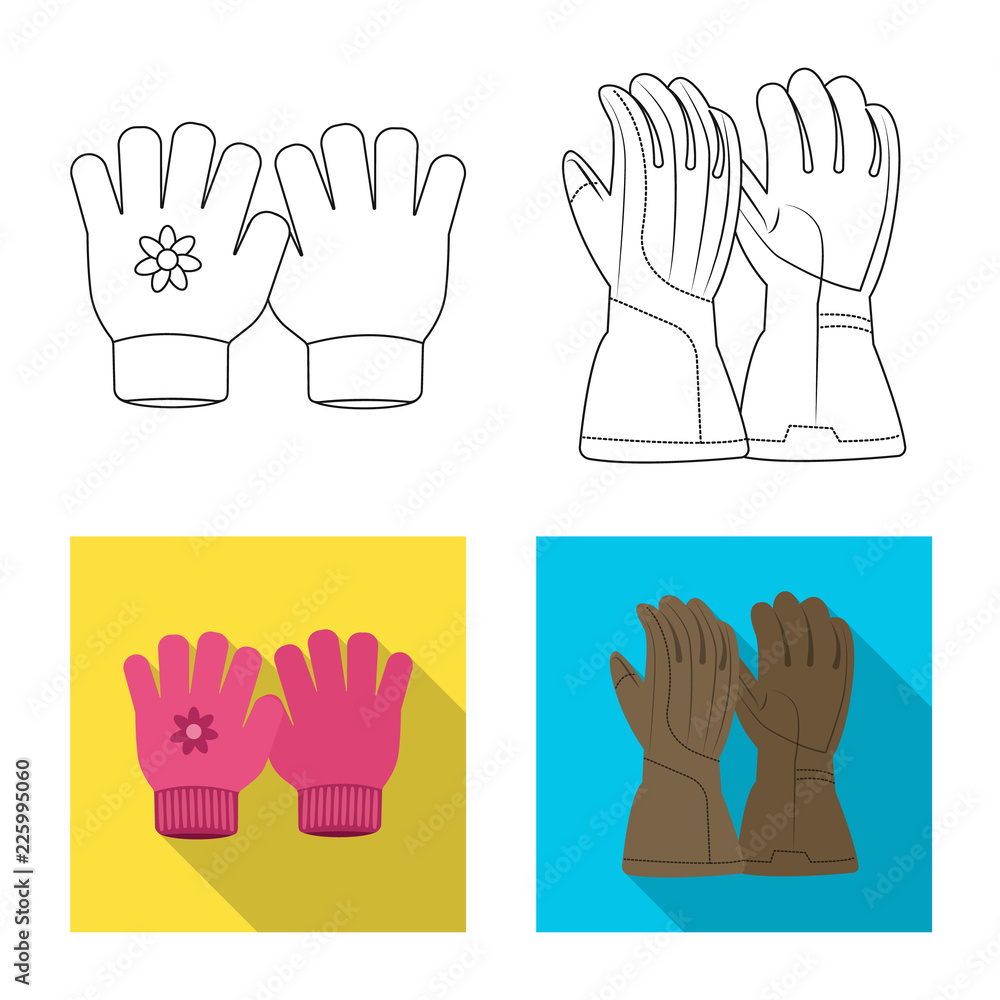 Vector illustration of glove and winter sign. Collection of glove and equipment stock vector illustration. Vector illustration of glove and winter sign. Collection of glove and equipment stock vector illustration.