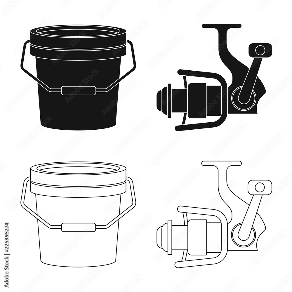 Isolated object of fish and fishing sign. Set of fish and equipment stock vector illustration. Isolated object of fish and fishing sign. Set of fish and equipment stock vector illustration.