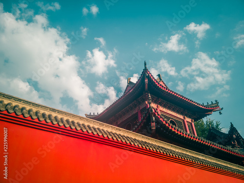 A chinese temple with blue sky in Shenyang
