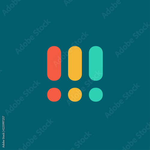 Flat exclamation points isolated on dark background.