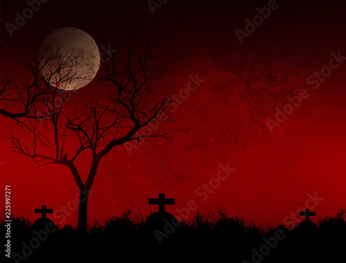 Full moon with Halloween background
