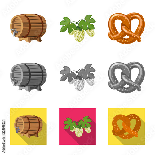 Vector illustration of pub and bar sign. Set of pub and interior stock vector illustration.