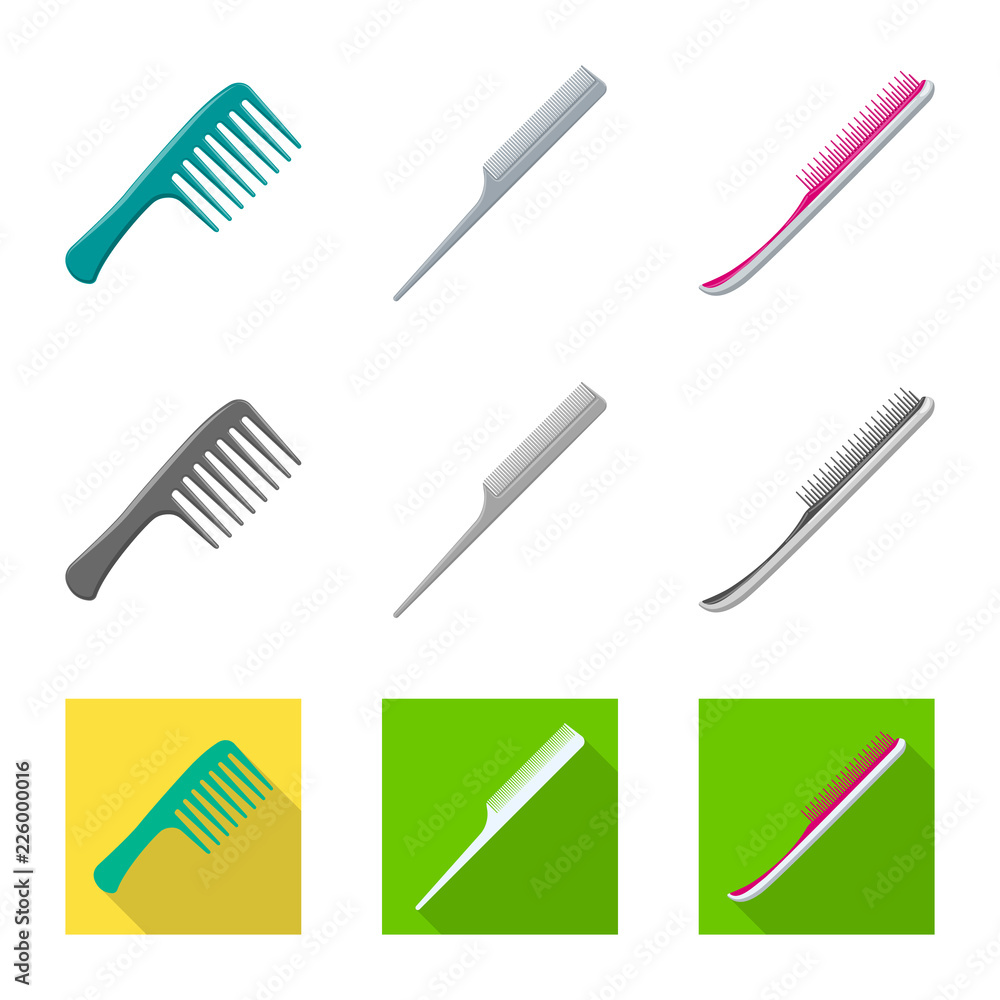 Vector design of brush and hair sign. Collection of brush and hairbrush stock vector illustration. Vector design of brush and hair sign. Collection of brush and hairbrush stock vector illustration.