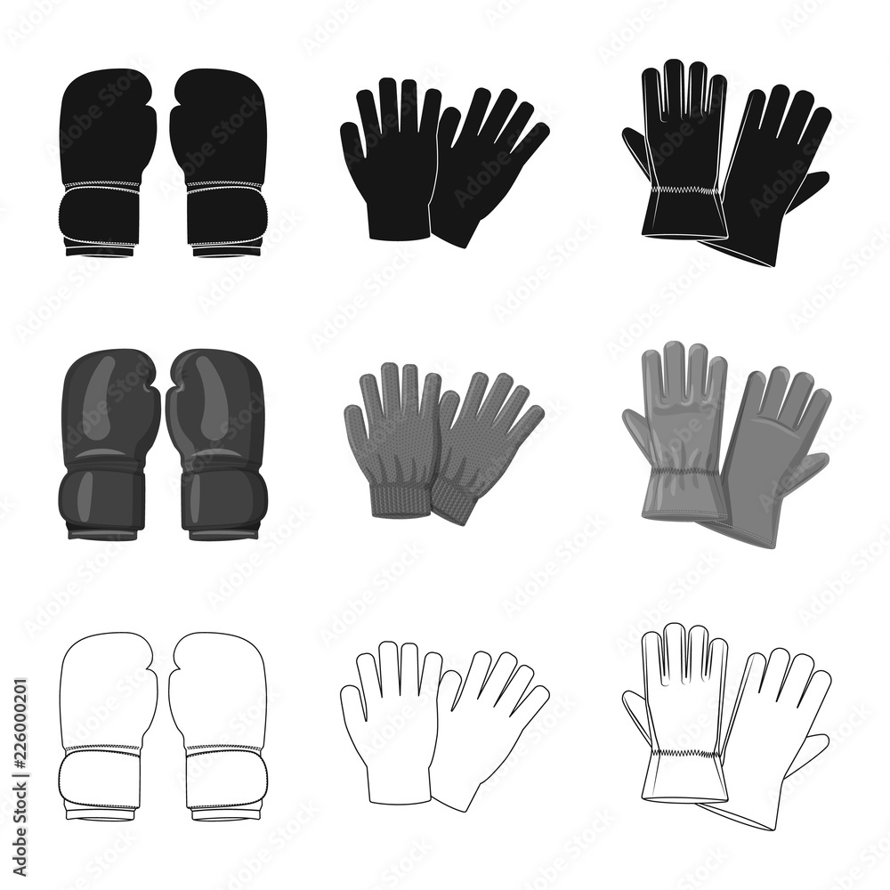 Fototapeta premium Isolated object of glove and winter symbol. Collection of glove and equipment vector icon for stock.