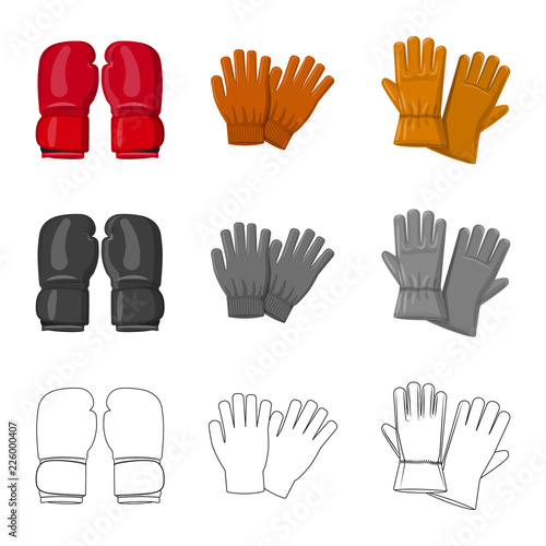 Vector illustration of glove and winter symbol. Collection of glove and equipment vector icon for stock.