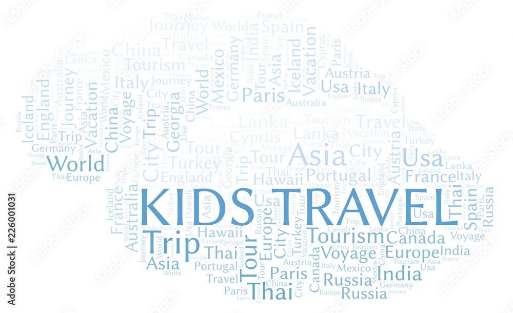 Fototapeta premium Kids Travel word cloud.