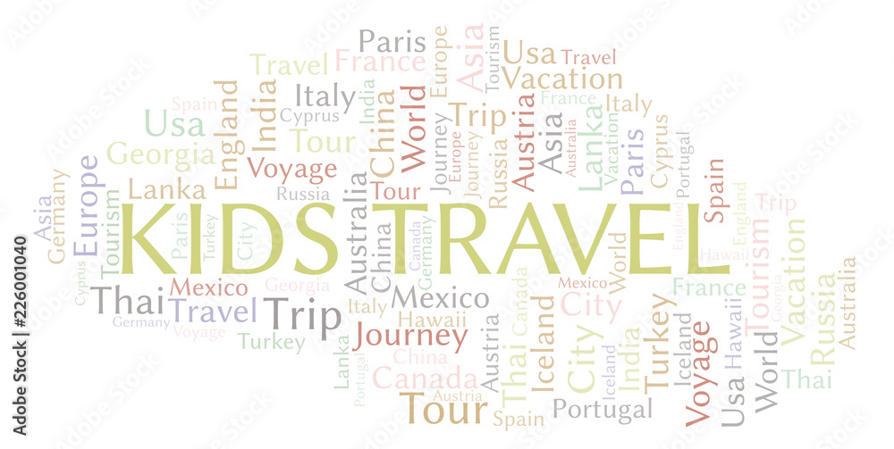 Fototapeta premium Kids Travel word cloud.