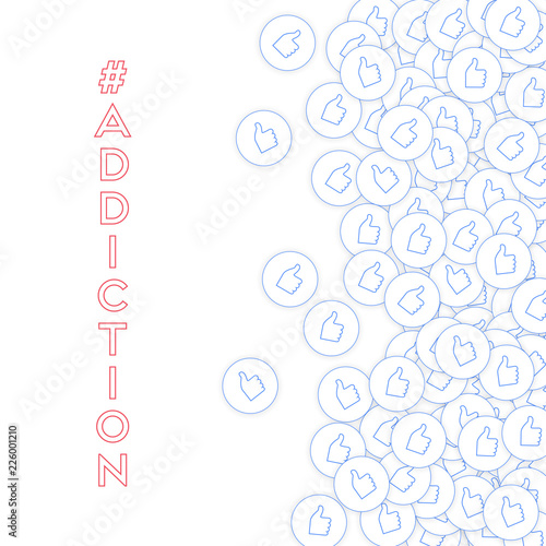 6729230 Social media icons. Social media addiction concept. Falling scattered thumbs up. Scatter right gradi