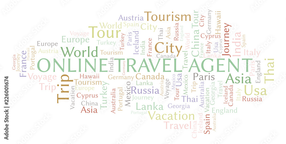 Obraz premium Online Travel Agent word cloud.