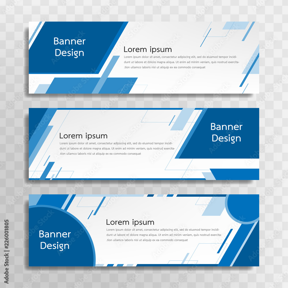 Vector blue banner template design with 3 designs. Vector blue banner template design with 3 designs.