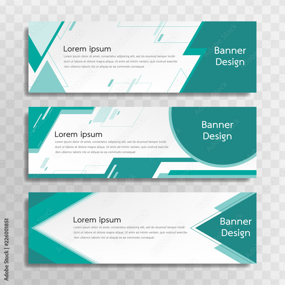 Vector green banner template design with 3 designs. Vector green banner template design with 3 designs.
