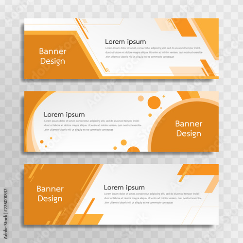 Vector yellow banner template design with 3 designs.