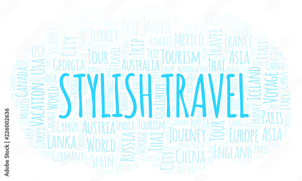 Stylish Travel word cloud. Stylish Travel word cloud.