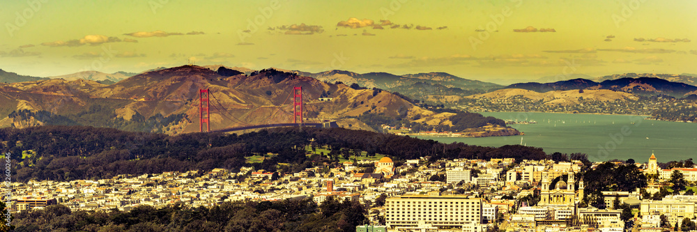 Fotografie Panorama San Francisco Golden Gate Bucht