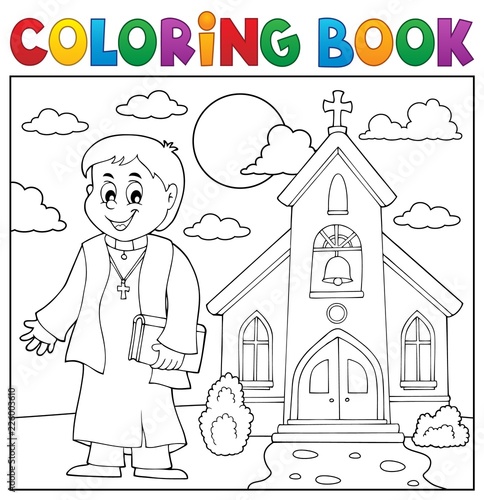 Coloring book young priest topic 3