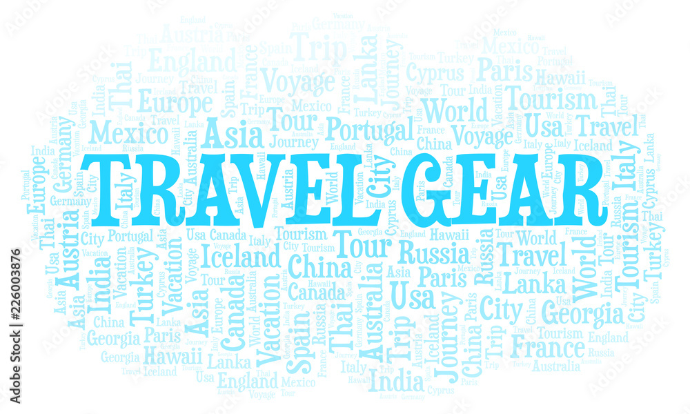 Fototapeta premium Travel Gear word cloud.
