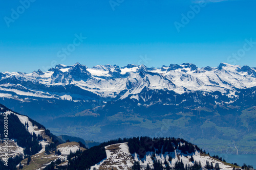 aerial view of beautiful alps mountain switzerland europe on calm sunny day © littleblend