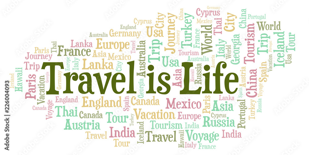 Travel Is Life word cloud.