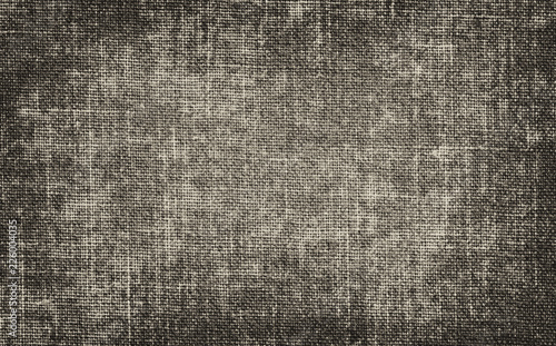 vintage black and white grunge background with canvas or burlap texture