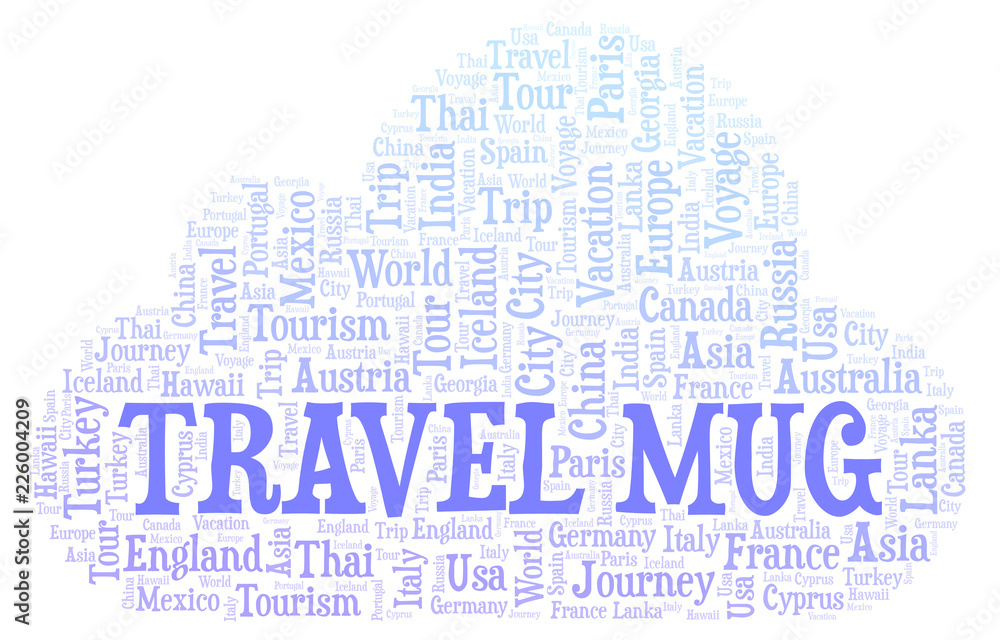 Obraz premium Travel Mug word cloud.