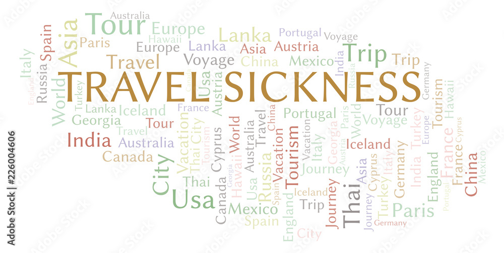 Travel Sickness word cloud. Travel Sickness word cloud.