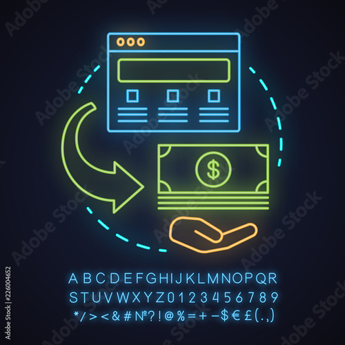Cashout neon light concept icon