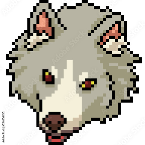 vector pixel art wolf head